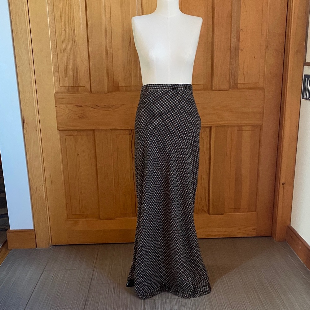 90s vintage blue and brown maxi skirt.